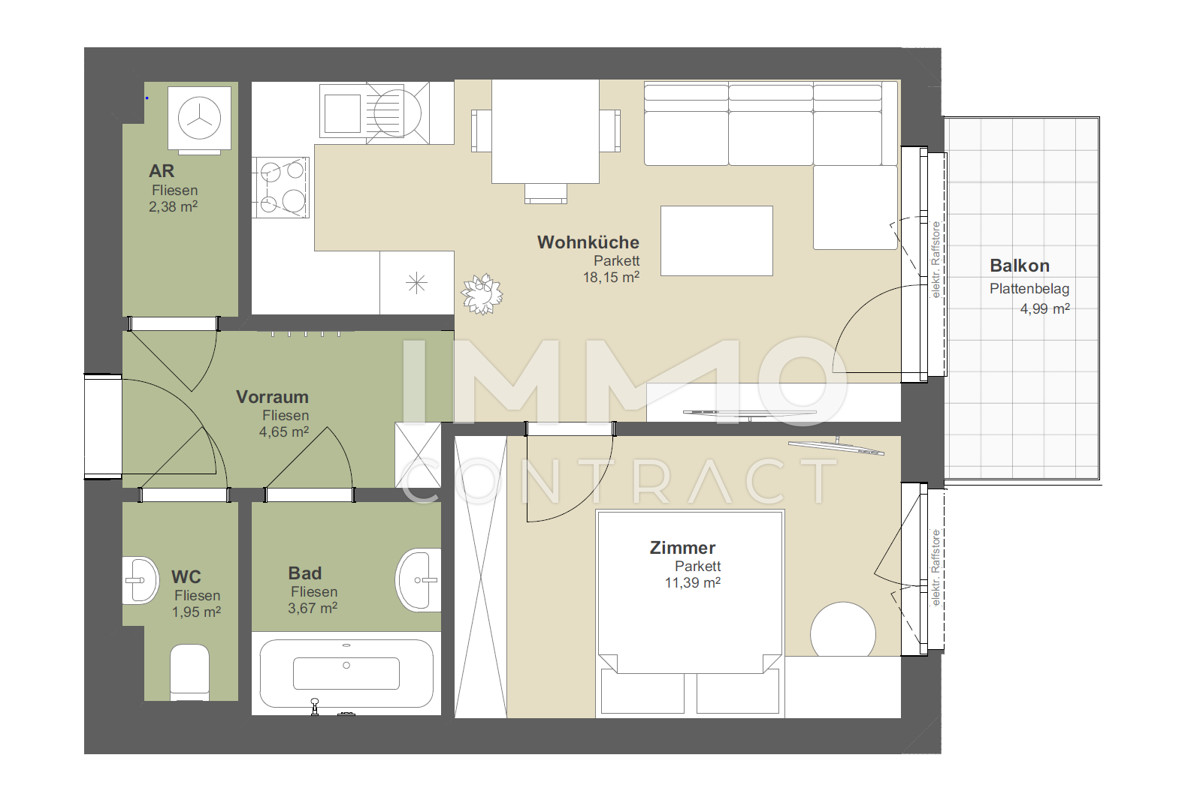 Provisionsfrei! Top 2 Zimmer mit Balkon + PV-Anlage + Wrmepumpe /  / 1140 Wien / Penzing / Bild 1