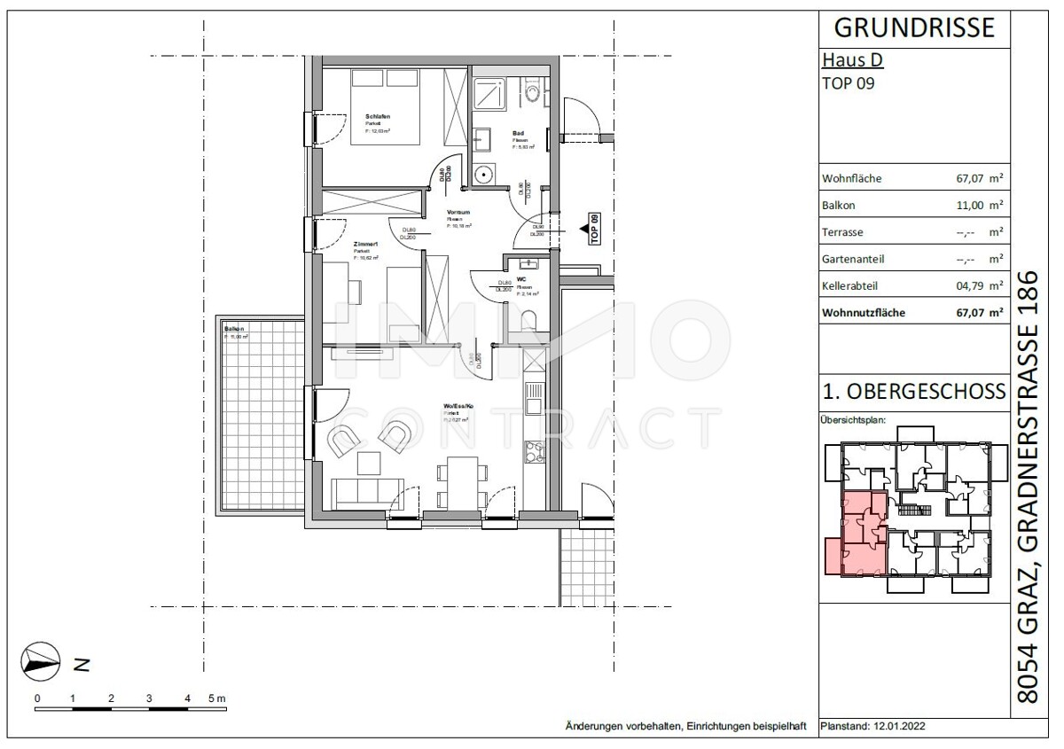 Neuwertige, gefrderte 3 Zimmer Wohnung mit Balkon - Gradnerstrae186 D- Top 9D /  / 8054 Graz / Bild 0