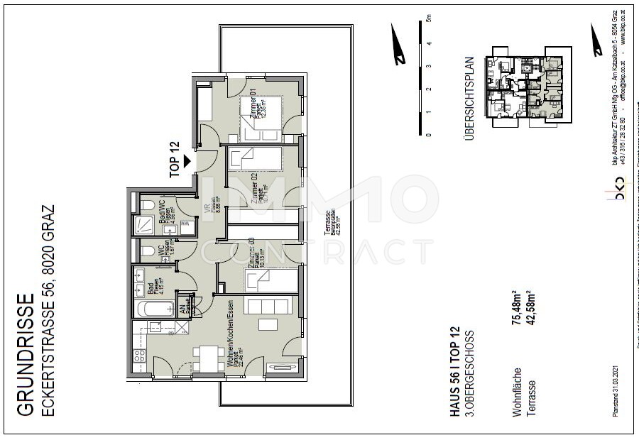 Neuwertige, gefrderte 4 Zimmer-Wohnung mit groer TERRASSE in Eggenberg -  Eckertstrae 56 - Top 12 /  / 8020 Graz / Bild 2