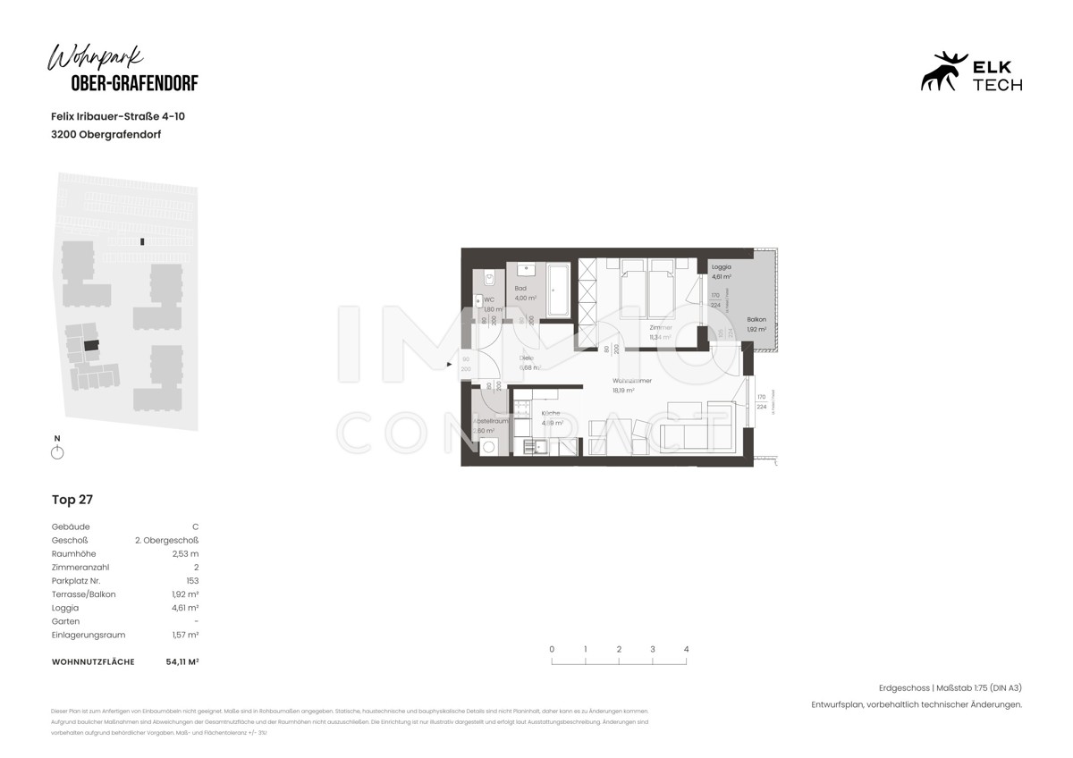54,11qm 2Zi O-Balkonwohnung<br />
Erstbezug, kologische Bauweise