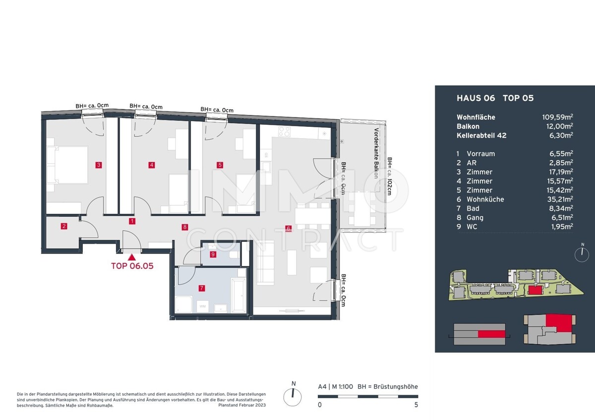 Provisionsfrei: Moderne 4-Zimmer-Wohnung mit groem Balkon in Ruhelage - provisionsfrei! /  / 2333 Leopoldsdorf / Bild 2