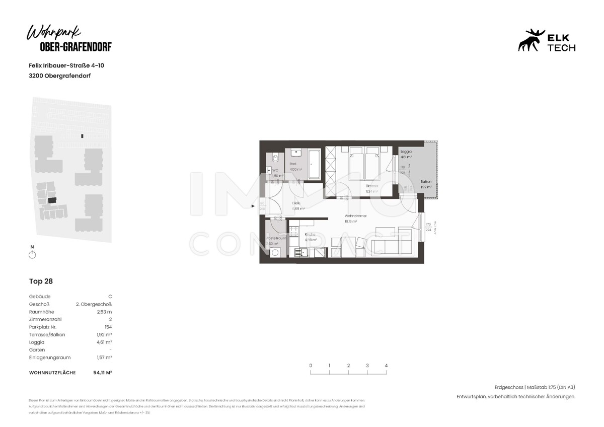 54,11qm 2Zi-O-Balkonwohnung,
Erstbezug, kologische Bauweise /  / 3200 Ober-Grafendorf / Bild 1