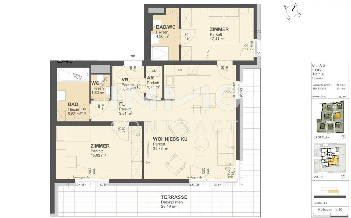 KREMSER WOHNDOMIZIL
3Zi- 80qm - Terrasseneigentum, Lift, Tiefgarage,
in beliebter Grnruhelage /  / 3500 Krems / Bild 1