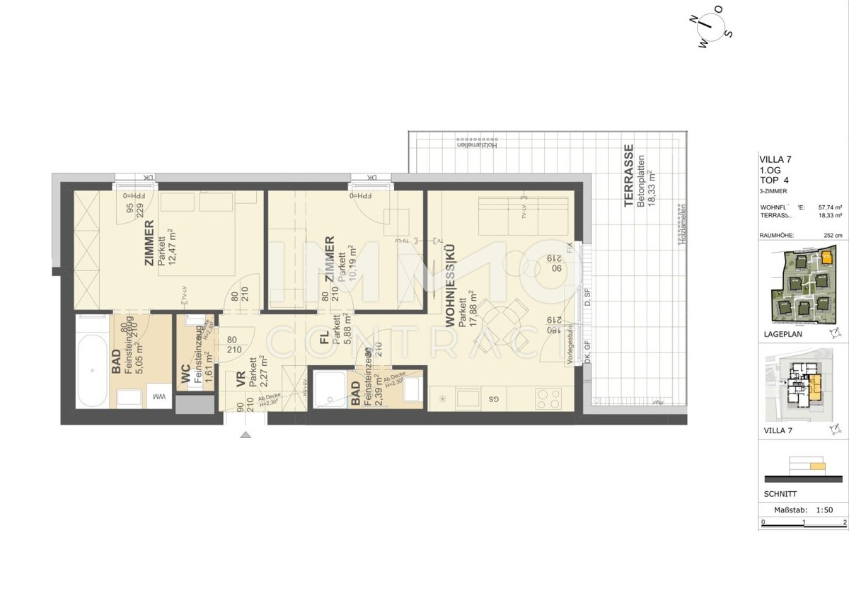 KREMSER WOHNDOMIZIL
3Zi- 58qm- Terrassen-Eigentum, 2Bder, Lift, Tiefgarage, in beliebter Grnruhelage /  / 3500 Krems / Bild 1