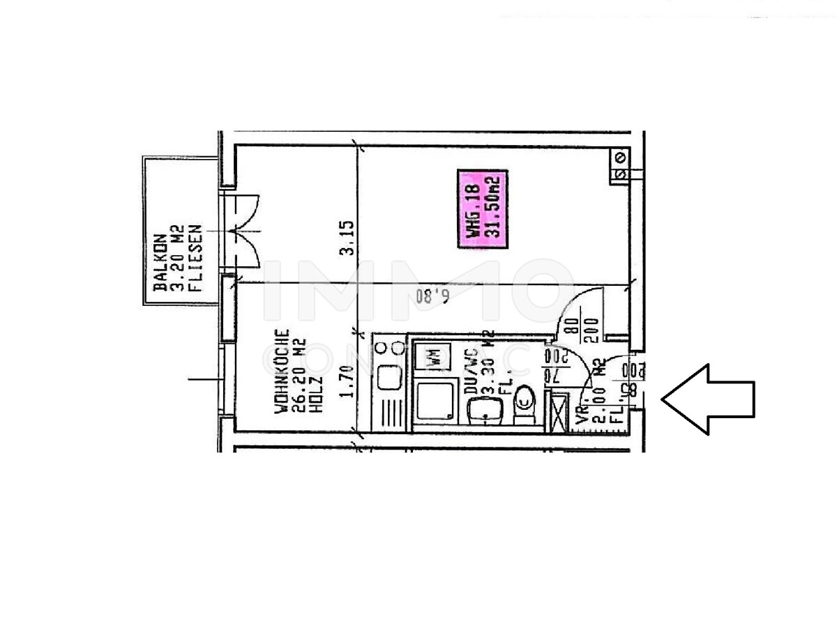 SINGLE-HIT:  Schne Klein-Wohnung bei der KF-UNI mit Balkon  - Heinrichstrae 47b Top 18B /  / 8010 Graz / Bild 7