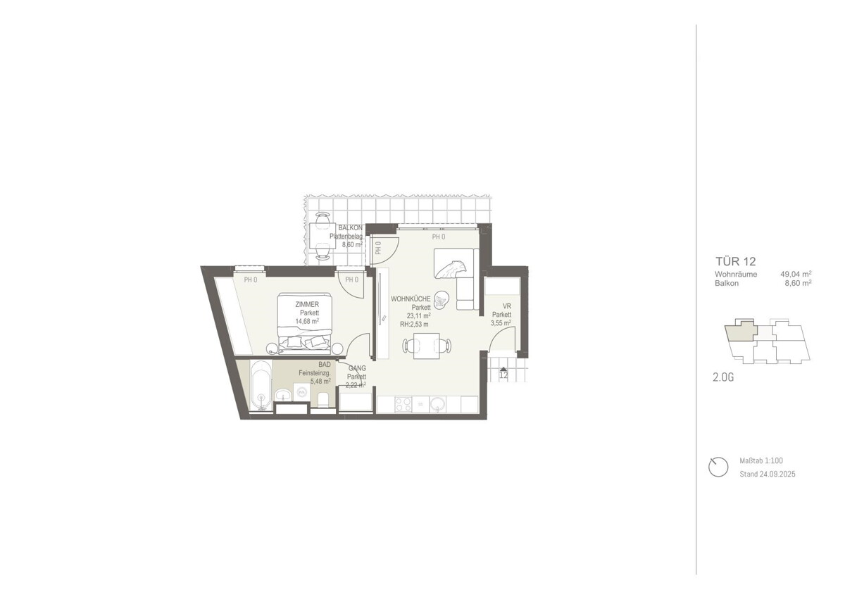 Perfekte Anlage Wohnung - Moderne 2-Zimmer-Wohnung mit Freiflche ERSTBEZUG /  / 1220 Wien / Bild 1