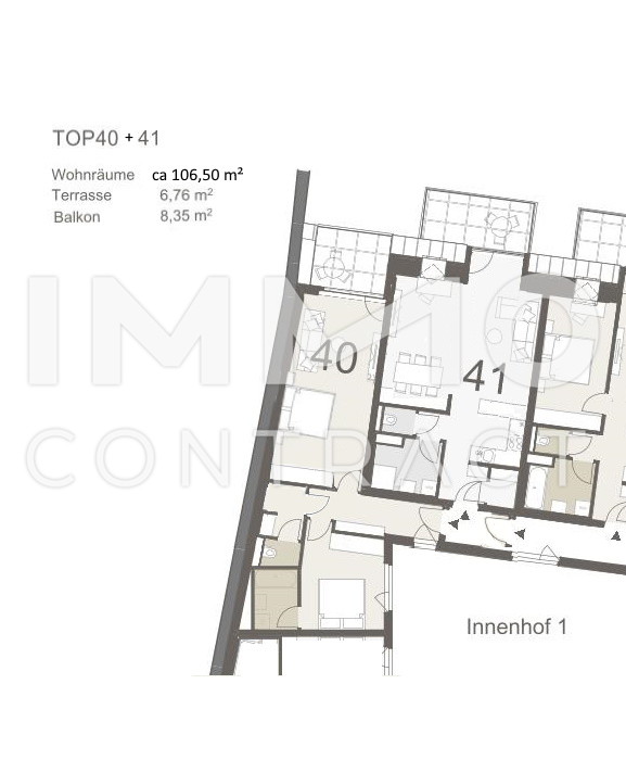 =DAS LAURENZ= ERSTBEZUG Top Anlage Dachwohnung U3 2 Zimmer + Terrasse - 1 bedroom apartment+terrace /  / 1110 Wien / Bild 2
