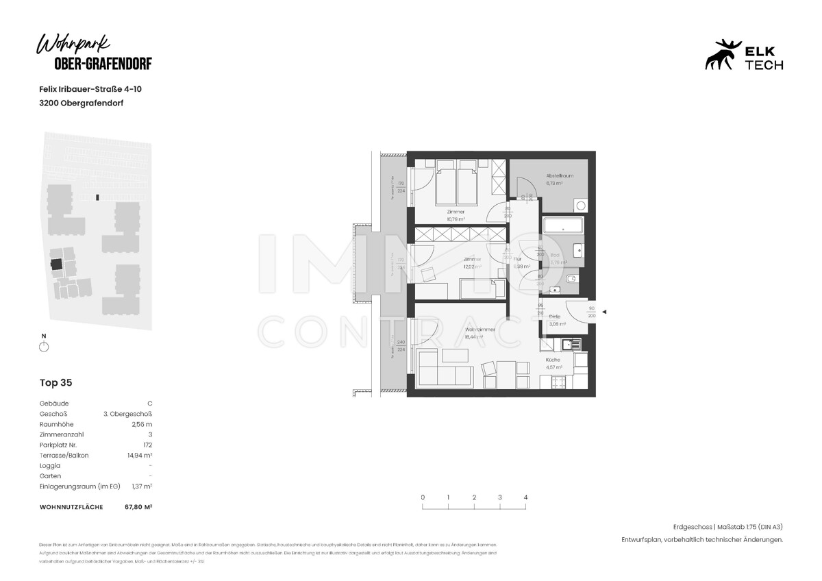 3ZI - 67,8qm - West-Balkon-Vorsorgewohnung, Anlage in kolog. NEUBAU /  / 3100 St.Plten / Bild 1