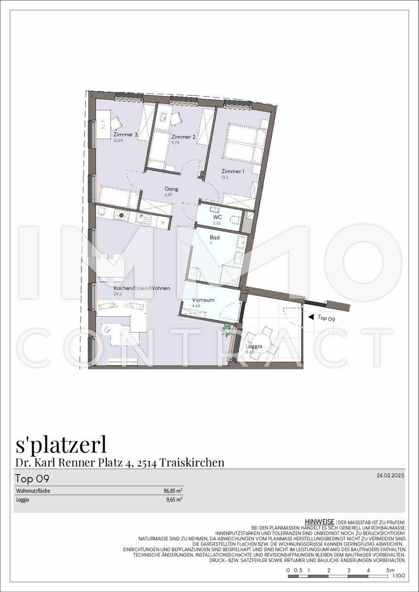 Erstbezug: Elegante, moderne 4-Zimmer-Wohnung mit Loggia im Zentrum Traiskirchens und doch ruhig