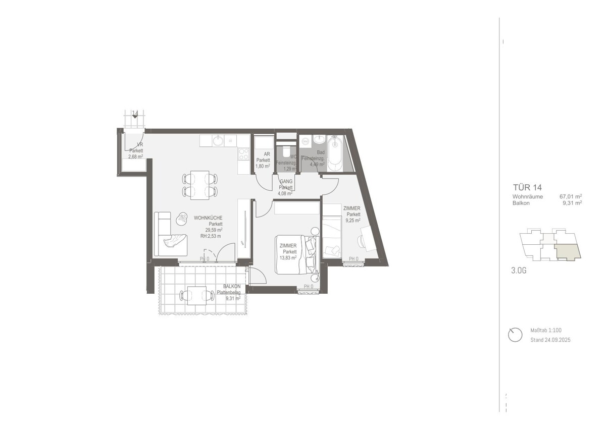 Wohnkomfort pur ? 3-Zimmer-Erstbezugswohnung mit Freiflche /  / 1220 Wien / Bild 1
