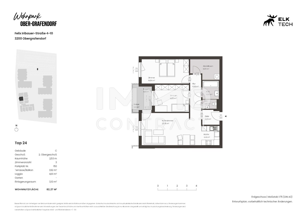 3ZI - 82,27qm - West-Balkon - Vorsorgewohnung, Anlage in kolog. NEUBAU /  / 3100 St.Plten / Bild 1