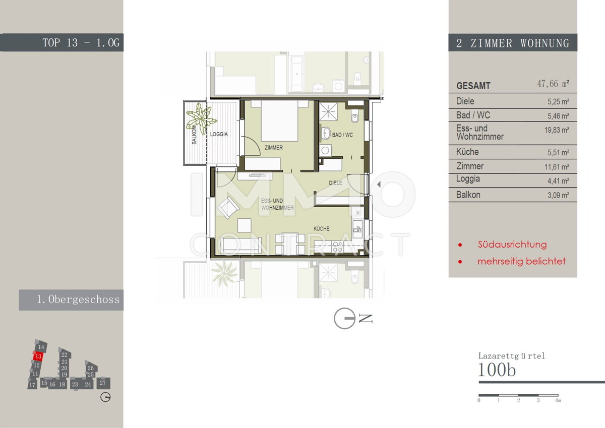 Zentrale, gefrderte 2 Zimmer Wohnung mit Balkon-Lazarettgrtel 100b - Top 13 /  / 8020 Graz / Bild 8