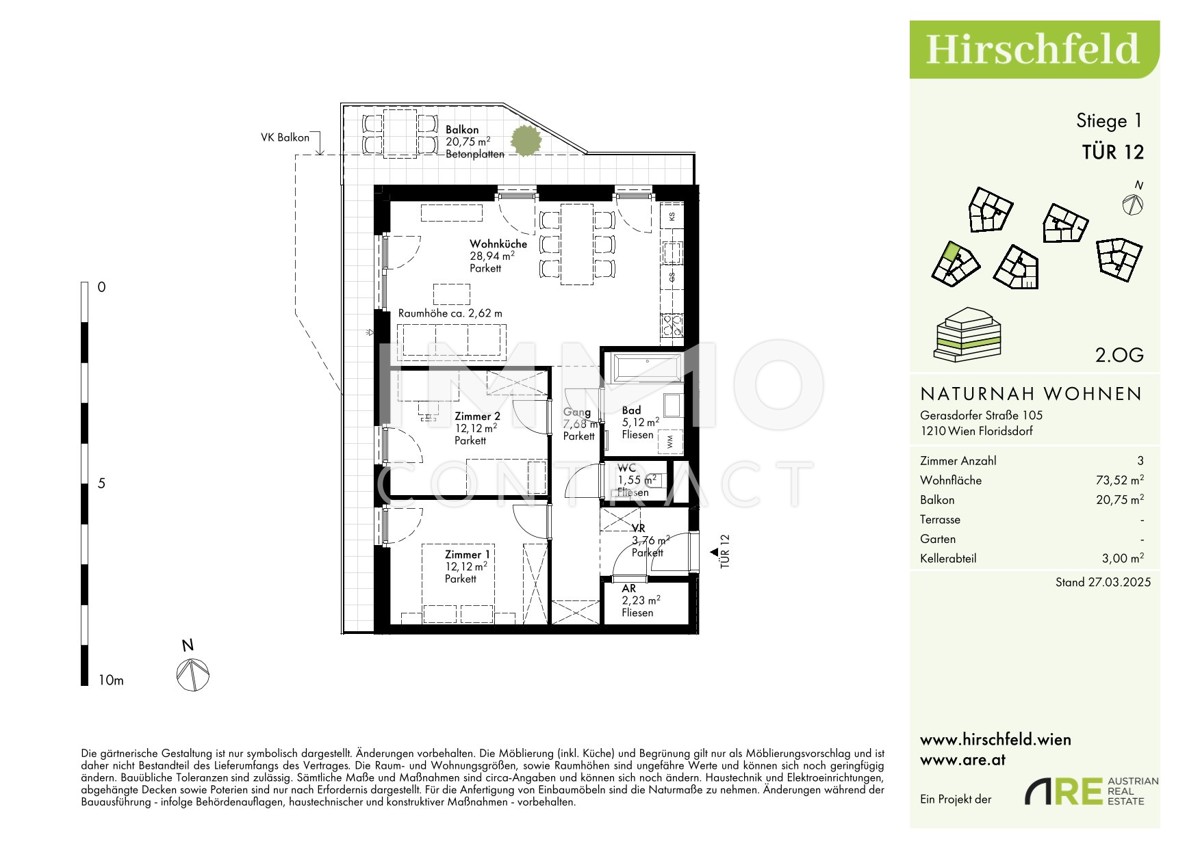 Hirschfeld: U1 Leopoldau - Gnstig und hochwertig: 3 Zimmer Wohnung mit Balkon /  / 1210 Wien / Bild 3