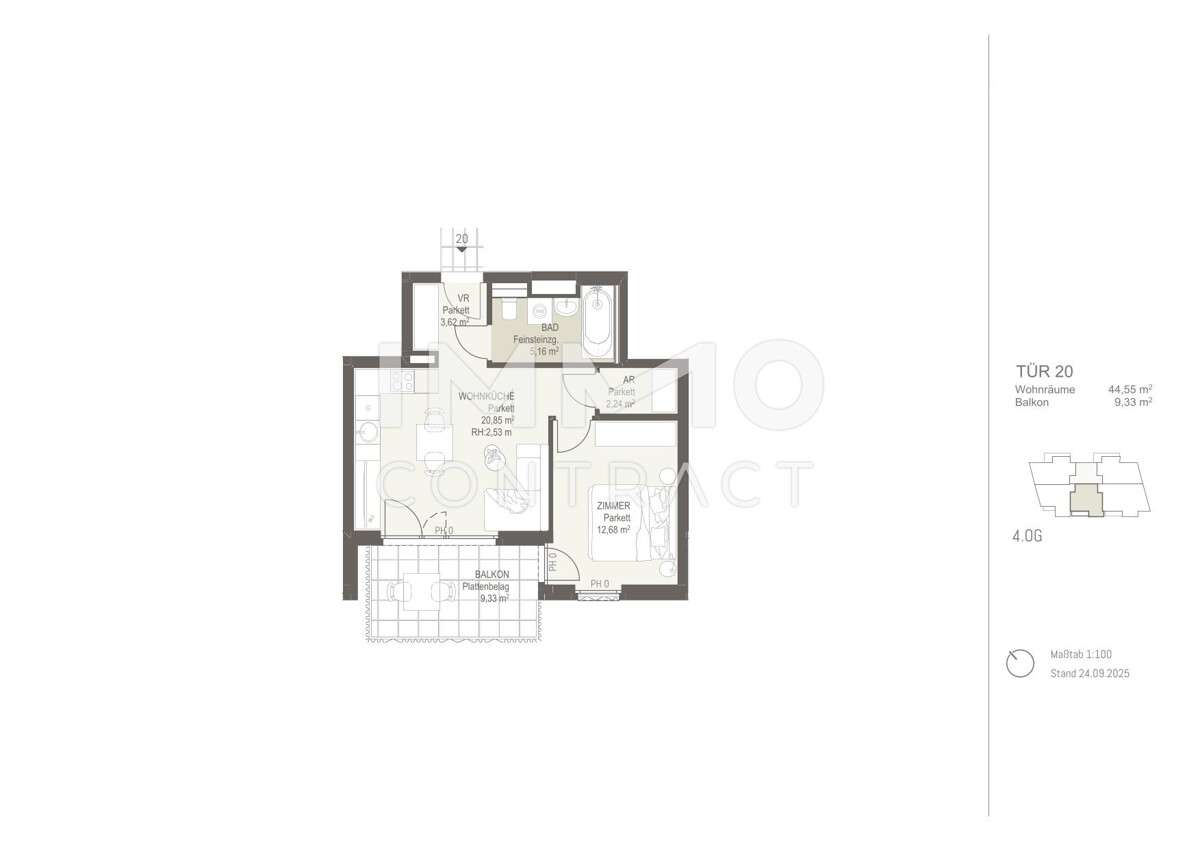 Ideale 2 Zimmer Wohnung mit Freiflche  - ERSTBEZUG /  / 1220 Wien / Bild 2
