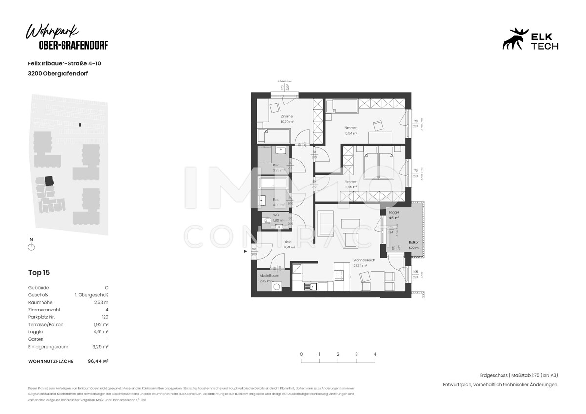 4ZI - 96,44qm - Ost-Balkon- Vorsorgewohnung, Anlage in kolog. NEUBAU /  / 3100 St.Plten / Bild 1