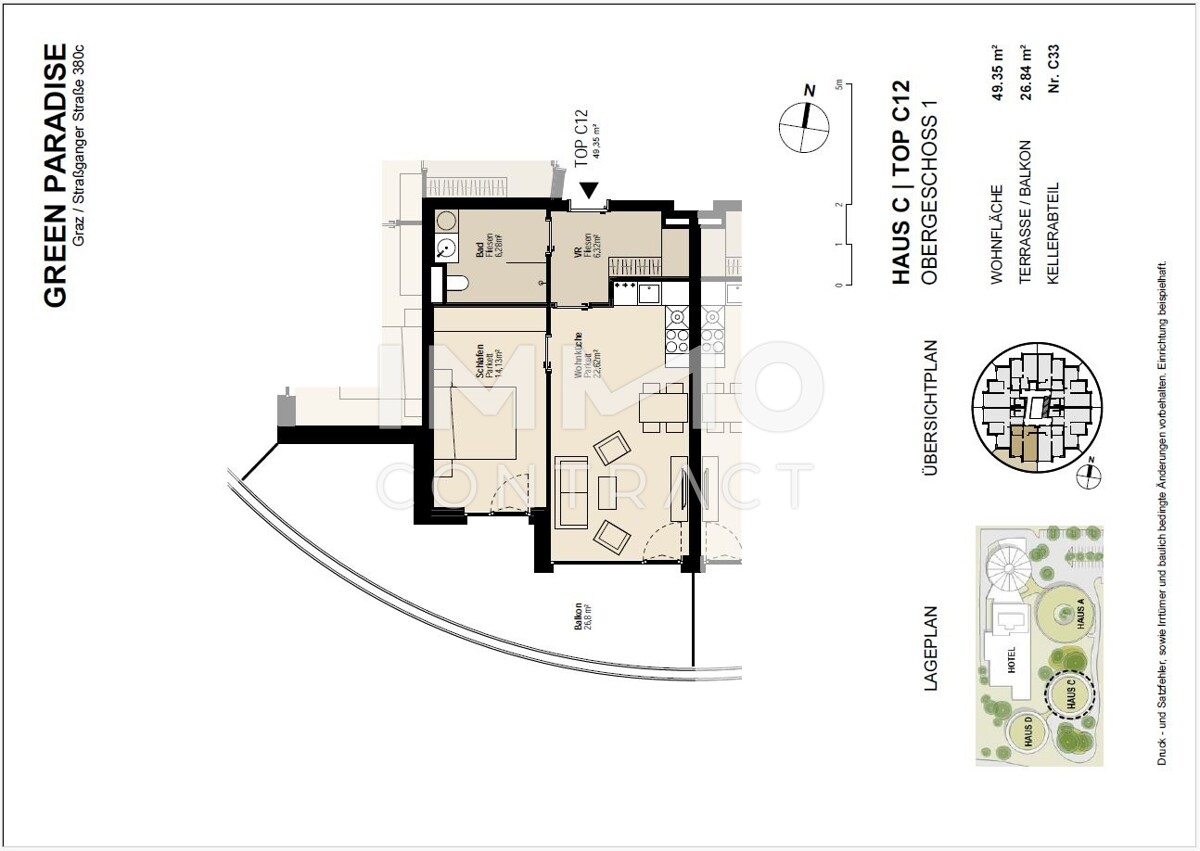 STRASSGANGER Strae 380c : Freundliche 2 Zimmer- Wohnung mit groem Balkon - Straganger Strae 380 c - Top 12c /  / 8054 Graz / Bild 9