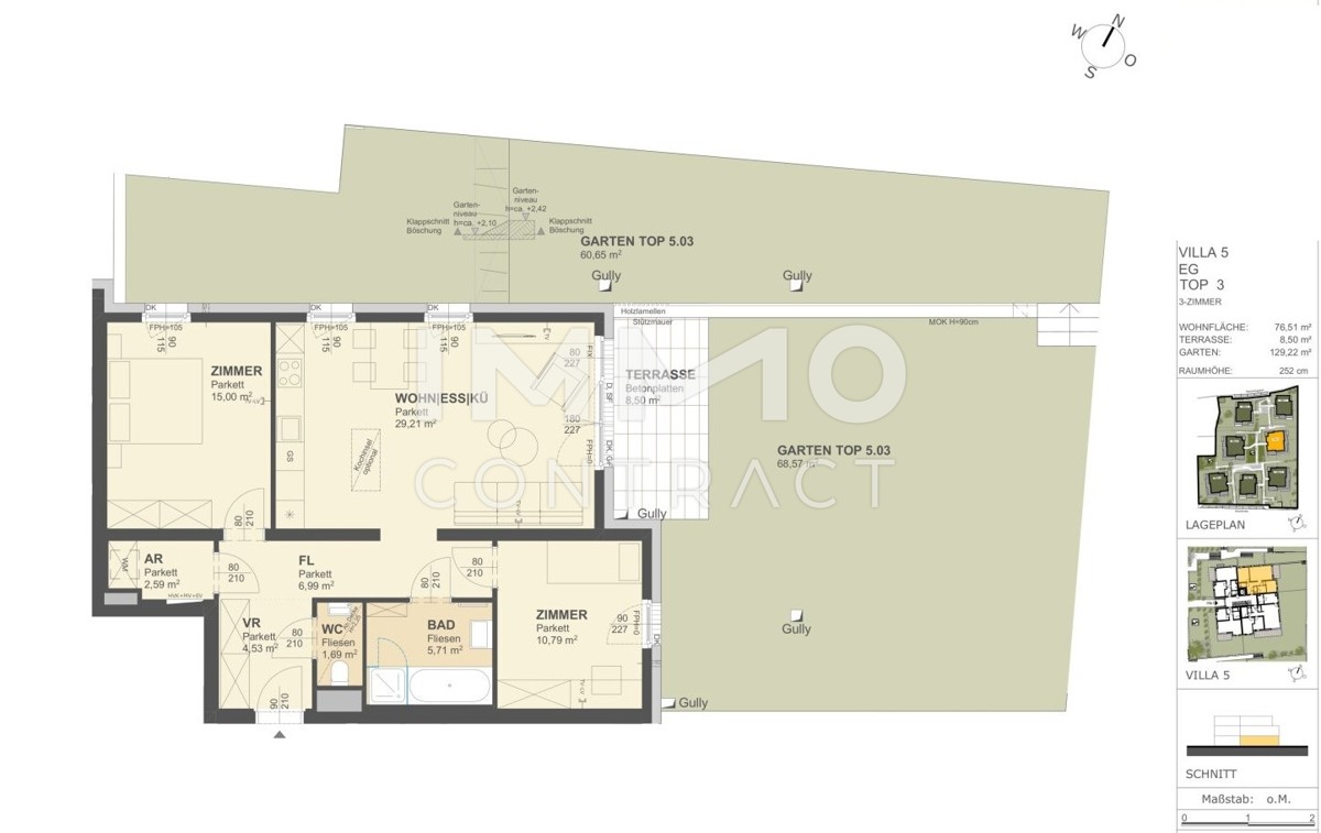 KREMSER WOHNDOMIZIL
3Zi- 77qm Gartenwohnung, Lift, Tiefgarage, 
in beliebter Grnruhelage /  / 3500 Krems / Bild 1