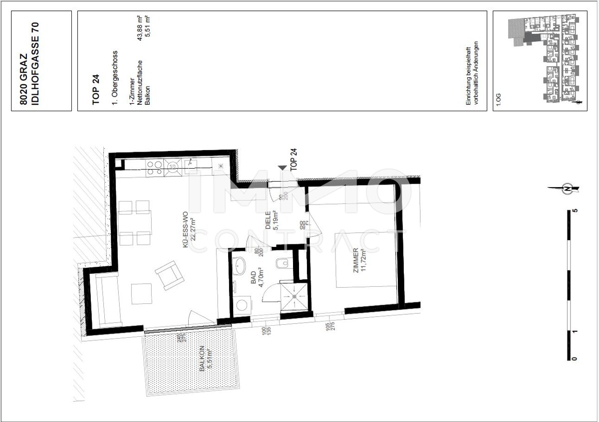 Neuwertige - gefrderte 2 Zimmer Wohnung  mit Balkon in zentraler Lage - Idlhofgasse 70 - Top 24 /  / 8020 Graz / Bild 8