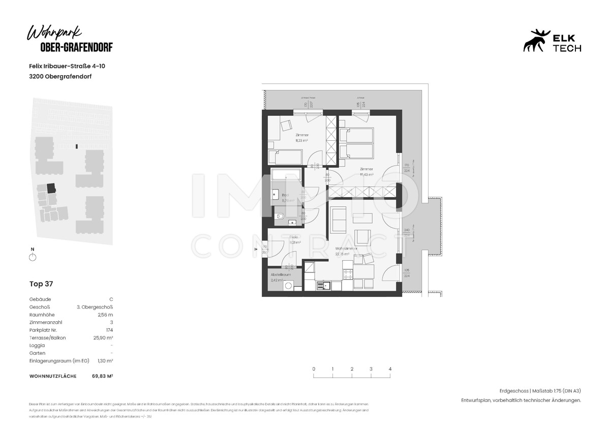3ZI - 69,83qm - NO-Terrassen-Vorsorgewohnung, Anlage in kolog. NEUBAU /  / 3100 St.Plten / Bild 1