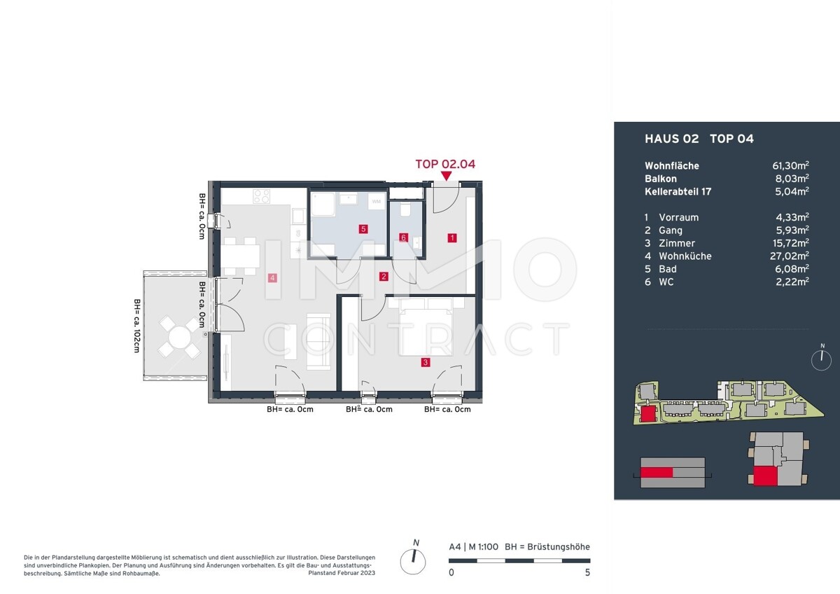Lichtdurchflutete 2-Zimmer-Balkon-Wohnung im Erstbezug in traumhafter Anlage - provisionsfrei! /  / 2333 Leopoldsdorf / Bild 6