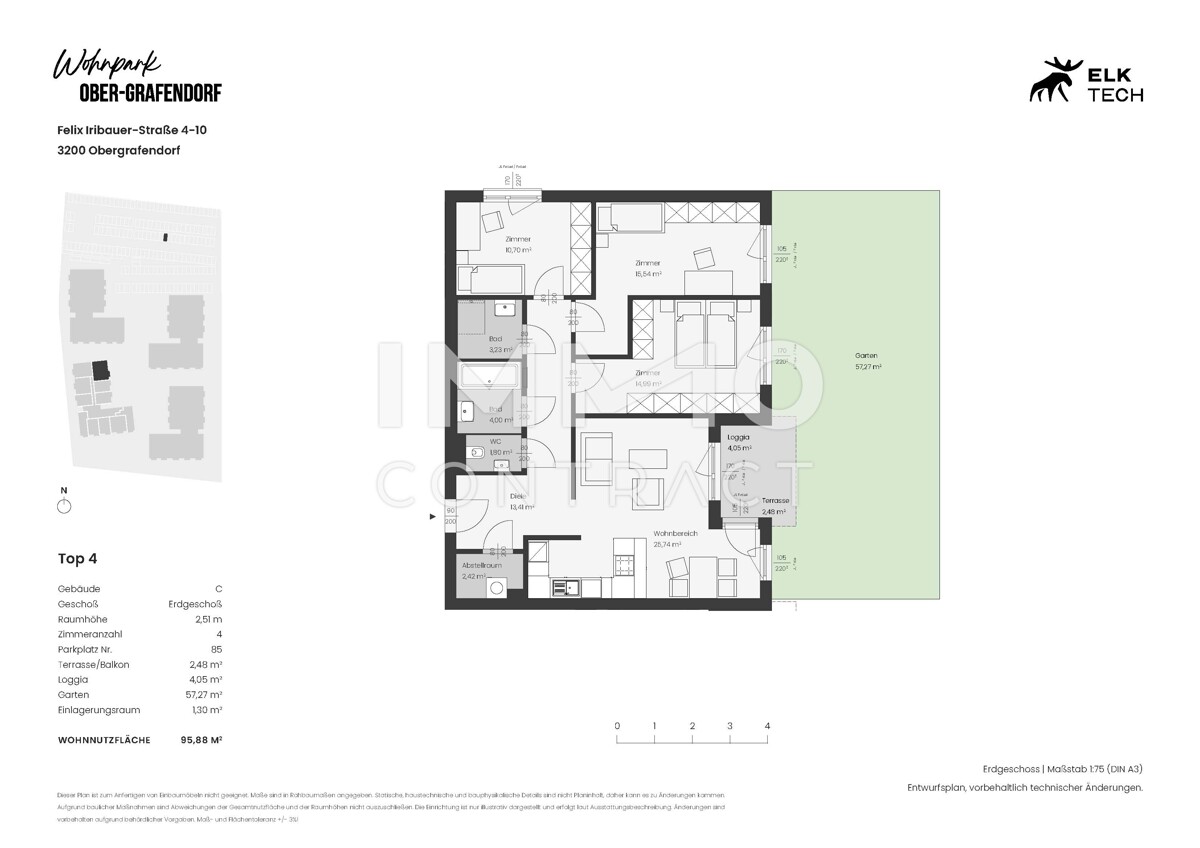 4ZI - 95,88qm - Ost-Garten - Vorsorgewohnung, Anlage in kolog. NEUBAU /  / 3100 St.Plten / Bild 1