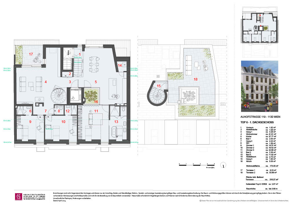 Luxus-Dachwohnung: 35m Dachterrasse, 360 Blick, 3 Bder, Atrium & Privatlift /  / 1130 Wien / Bild 9