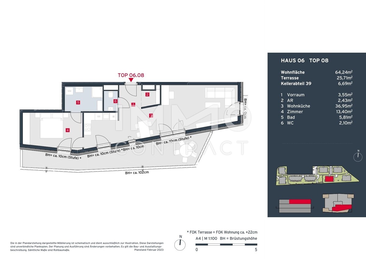 Stylische, grozgige 2-Zimmer-Dachgeschoss-Wohnung mit 23 m2 Sdterrasse - Provisionsfrei! /  / 2333 Leopoldsdorf / Bild 9