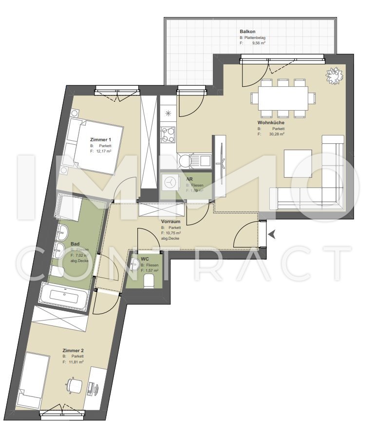 Provisionsfrei: Vierzimmer-Wohnung mit Balkon in hochwertigem Neubau /  / 1030 Wien, Landstrae / Bild 6