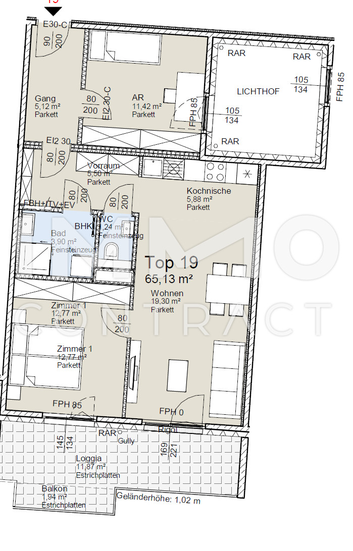 Vivara - charmante Wohnung in ruhiger Innenhoflage - provisionsfrei mit sonnigem Balkon /  / 1140 Wien / Bild 7