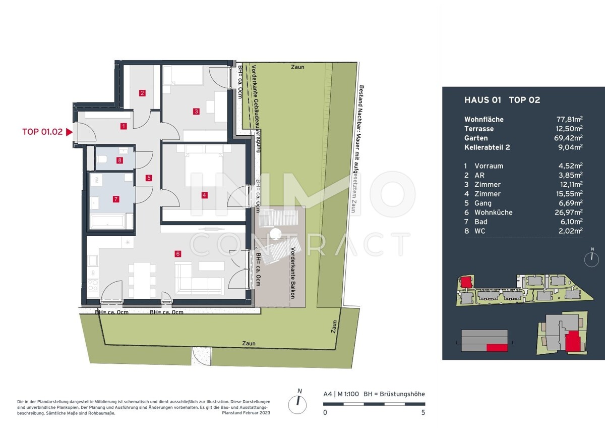 Provisionsfrei! Eigener Garten und Ruhe:  Helle 3-Zimmer-Wohnung mit viel Platz und viel Grn /  / 2333 Leopoldsdorf / Bild 8