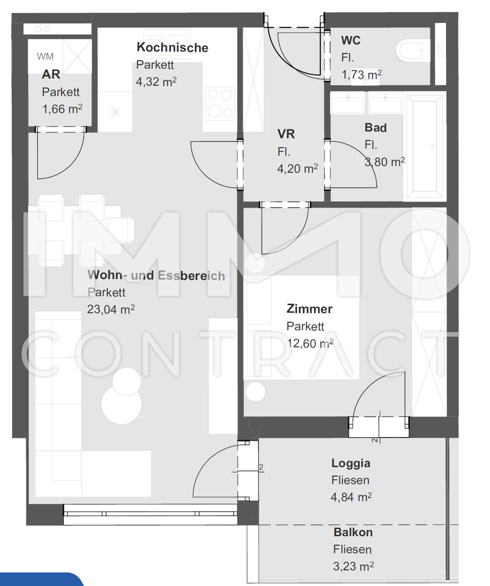 Provisionsfrei + Niedrigenergiegebude + Wrmepumpe + 2 Zimmer + Balkon /  / 2620 Neunkirchen / Bild 5
