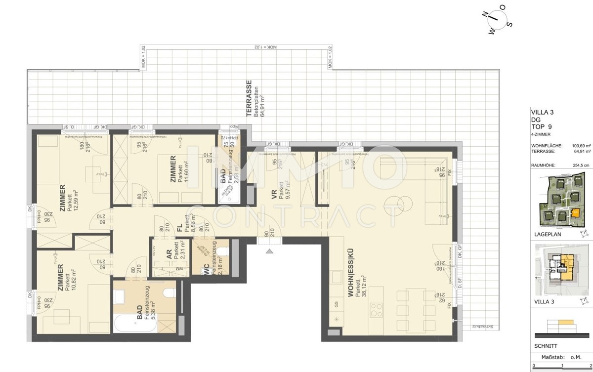 KREMSER WOHNDOMIZIL
4Zi- 104qm -Penthouse - Eigentum, Lift, Tiefgarage, in beliebter Grnruhelage /  / 3500 Krems / Bild 1