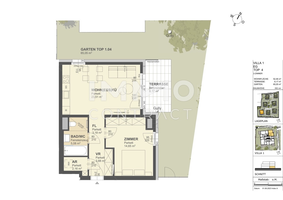 KREMSER WOHNDOMIZIL
2Zi - 52qm Gartenwohnung mit 65qm Garten, Tiefgarage, in beliebter Grnruhelage /  / 3500 Krems / Bild 1