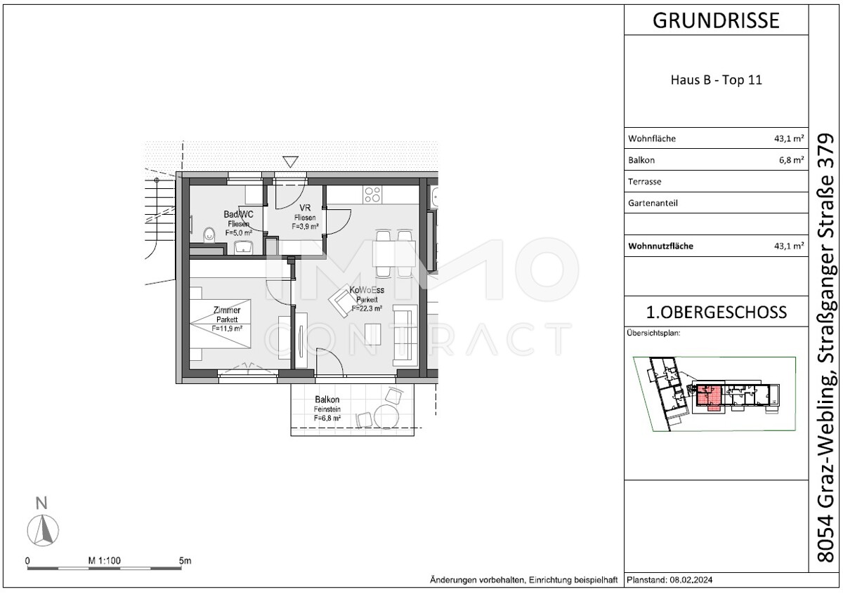 Geförderte 2 Zimmer Wohnung mit BALKON - Straßganger Straße 379b - Top 11 / / 8054 Graz / Bild 0