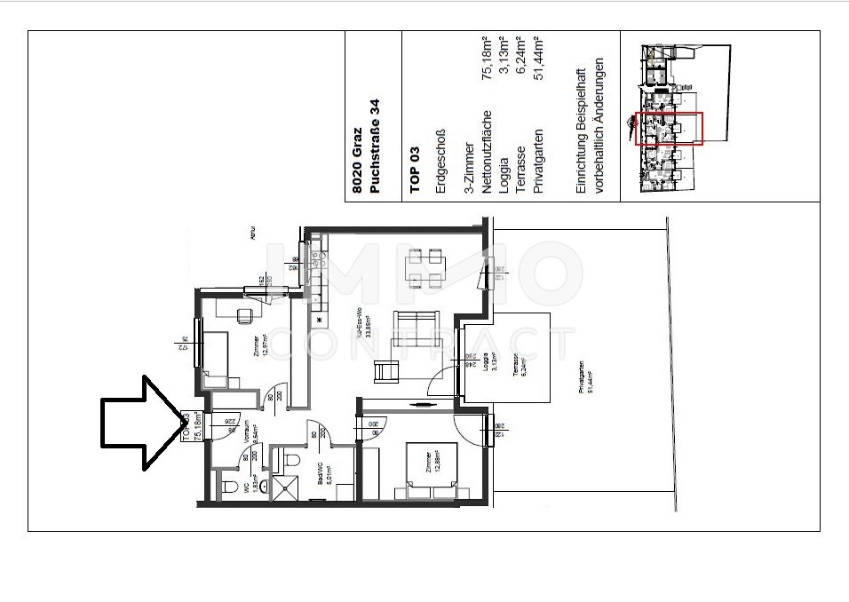 Erstbezug ab 01.10.2025: gefrderte 3 Zimmer Wohnung mit EIGENGARTEN in ruhiger und zentraler Lage - Puchstrae 34 - Top 03 /  / 8020 Graz / Bild 8