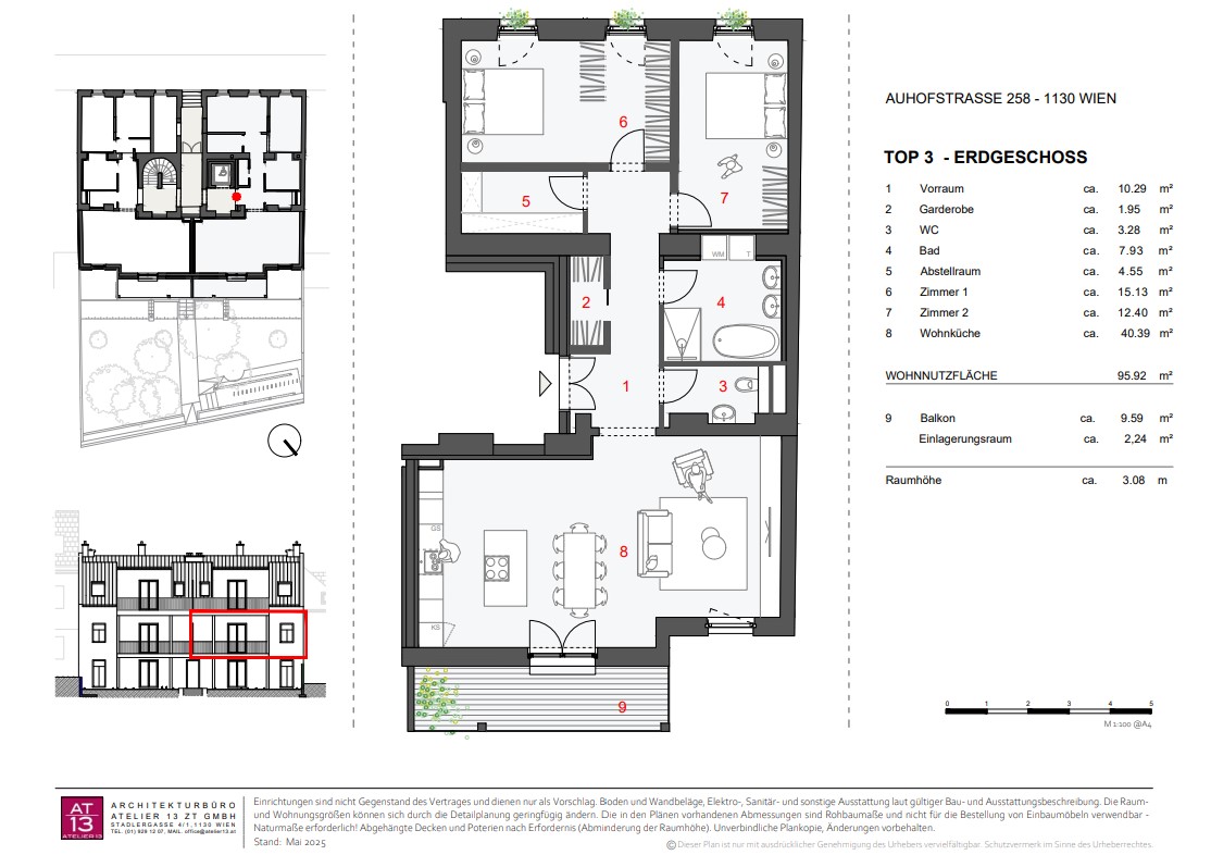 stilvolle 3-Zimmer-Residenz mit Balkon im Projekt "Nr. 258 Auhofstrae" /  / 1130 Wien / Bild 3