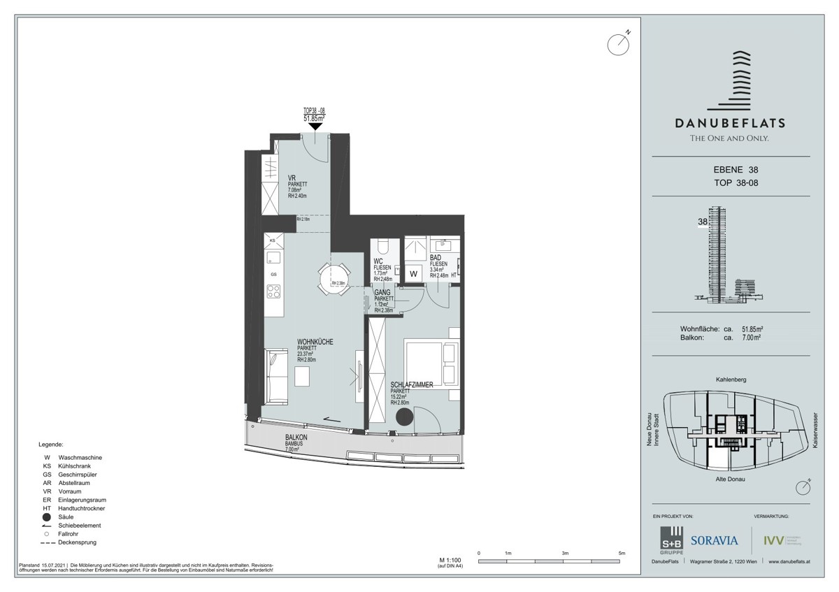 Hoch hinaus! Elegantes 2-Zimmer Apartment im 38. Stock und Blick auf die Alte Donau! /  / 1220 Wien / Bild 13