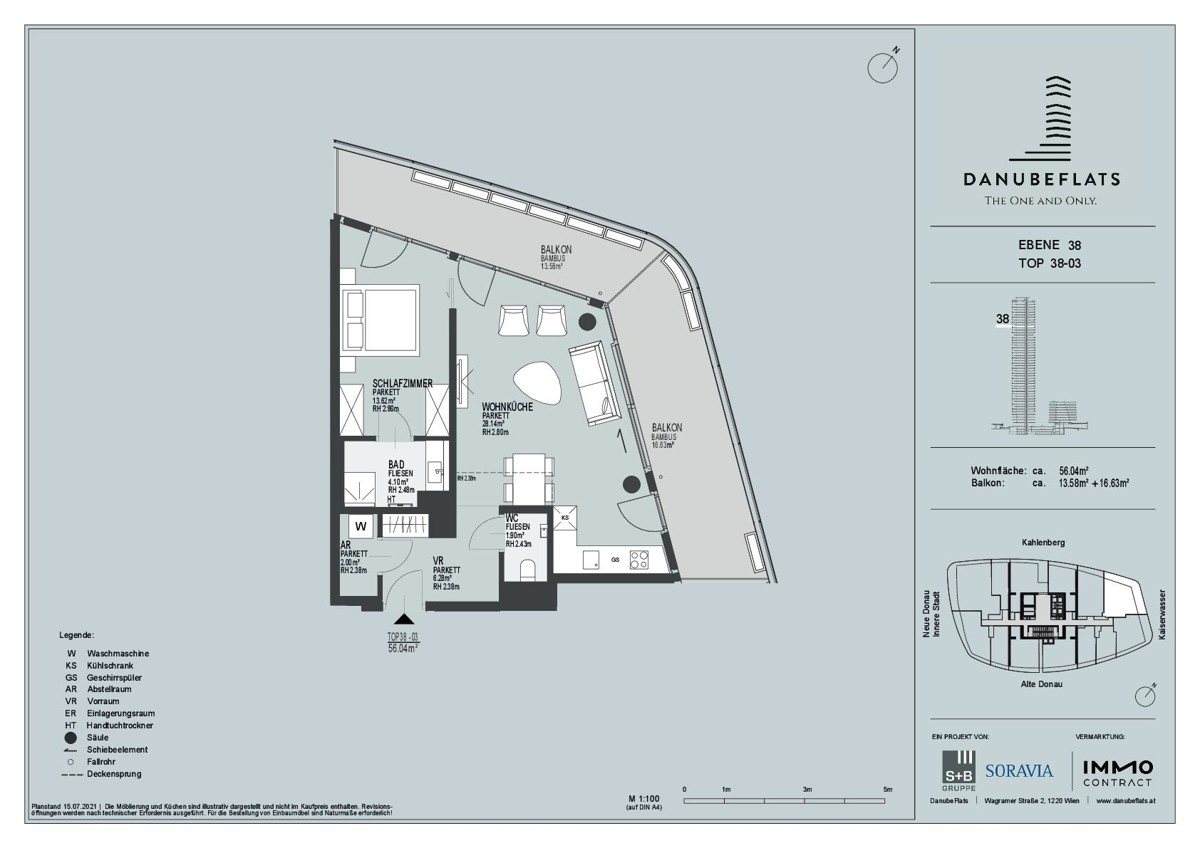 Leben im Hochhaus! Erstbezug 2-Zimmer Apartment inkl. Doorman, Gym, Sauna, Pool, Bar, uvm. /  / 1220 Wien / Bild 14