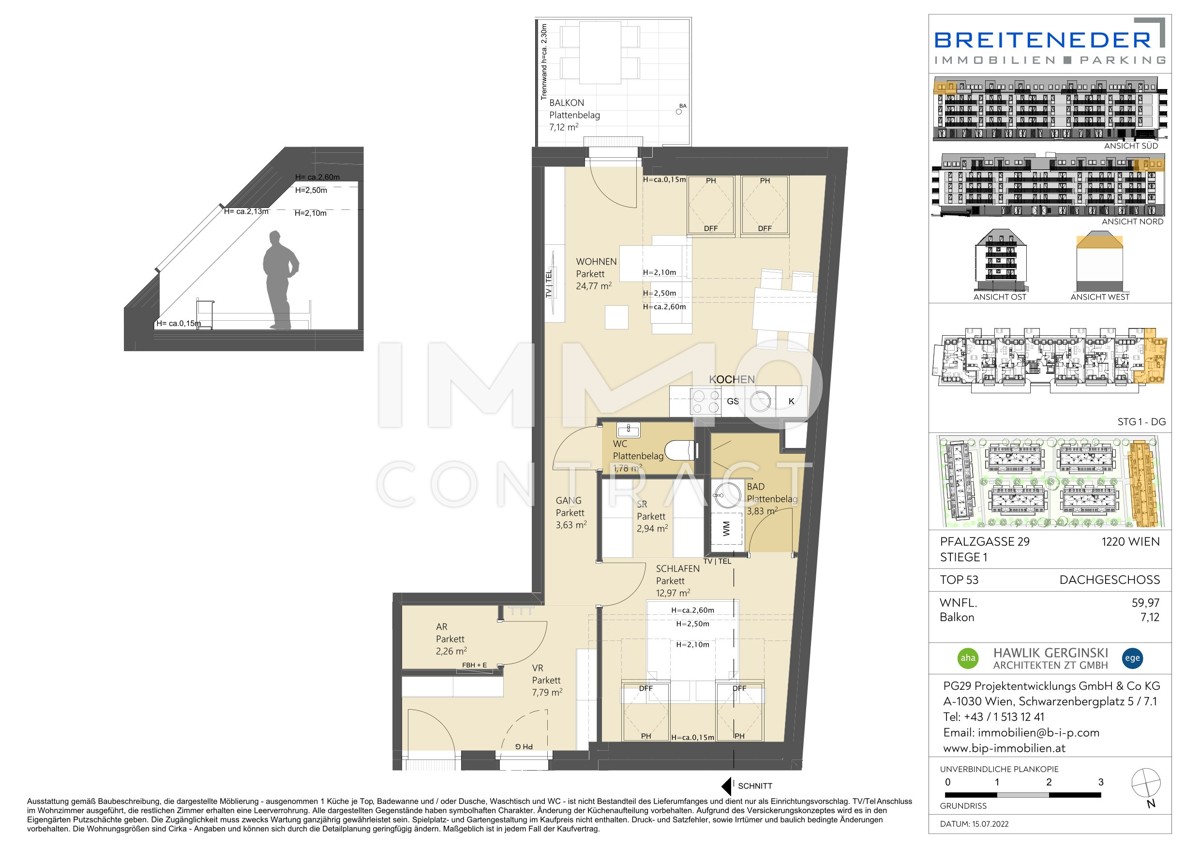 2 Monat Mietzinsfrei: 60m Dachgeschosswohnung mit Khlung & Blick ber die Felder /  / 1220 Wien / Bild 6