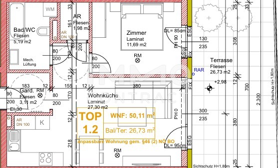 Erstbezug: Helle 2-Zimmer Wohnung mit groer privater Terrasse in Mnichsthal /  / 2122 Mnichsthal / Bild 7
