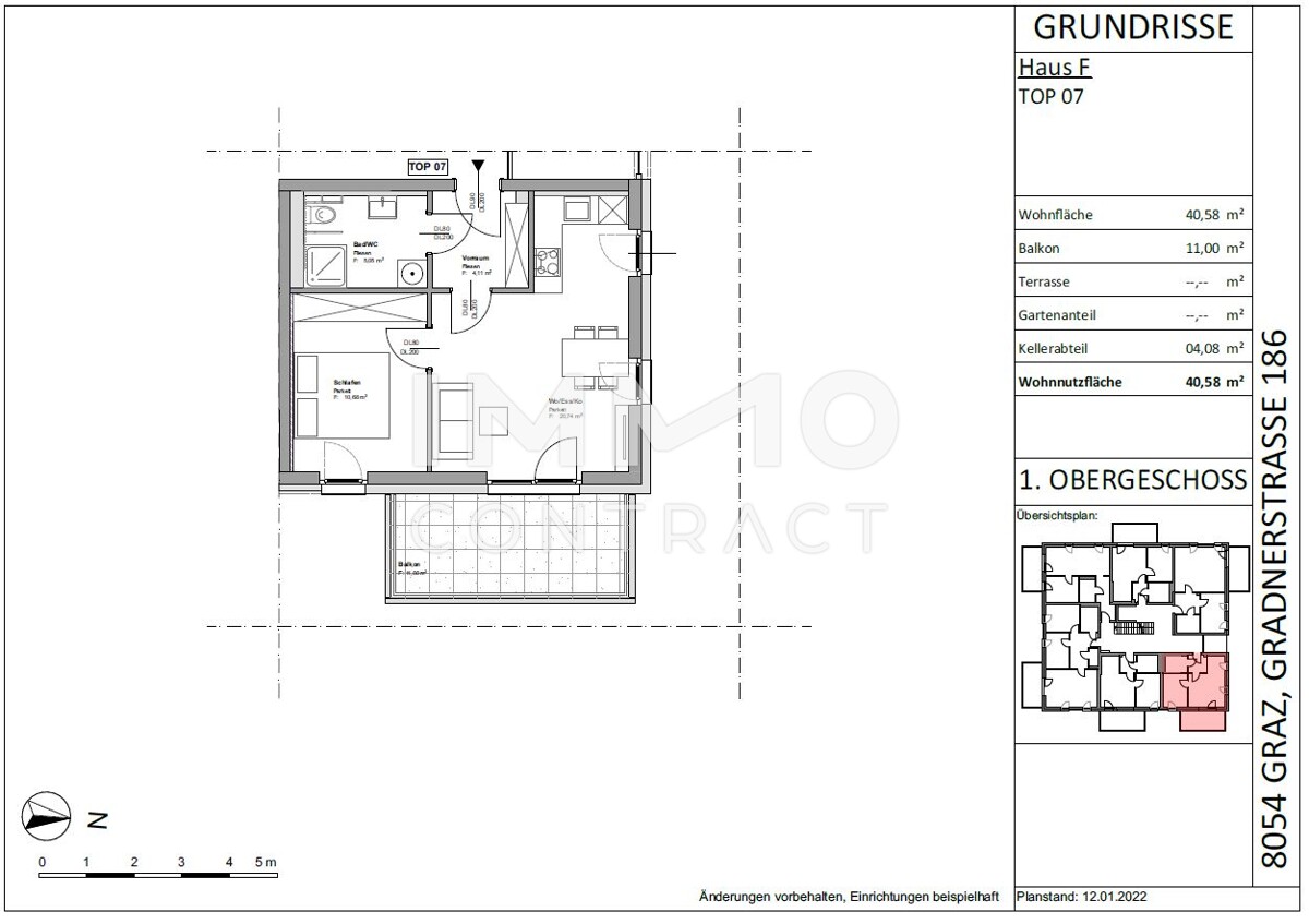 Gefrderte 2 Zimmer Wohnung mit  groem Balkon - Gradnerstrae 186 F - Top 7 F /  / 8054 Graz / Bild 1