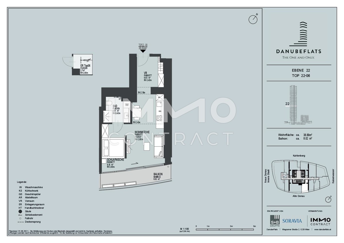 DANUBEFLATS - 2 Zimmer - Doorman, Gym, Pool, div. Lounges! Provisionsfrei /  / 1220 Wien / Bild 0