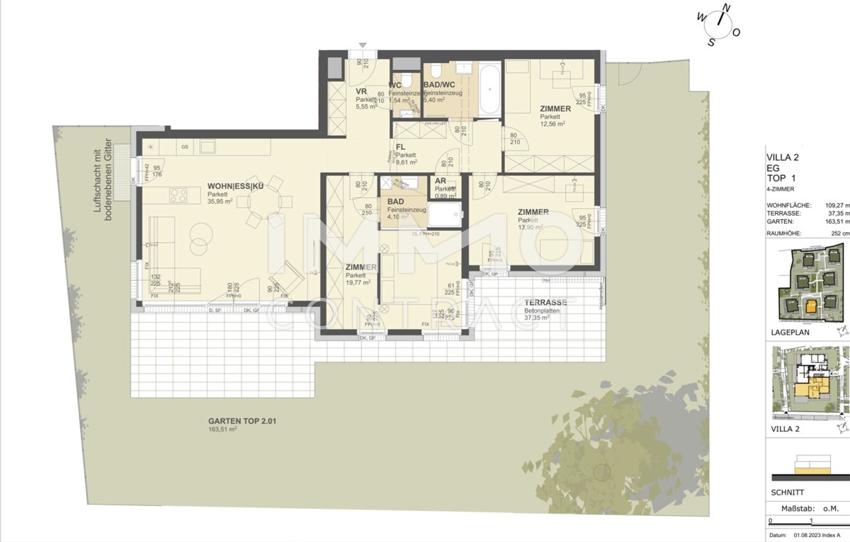 KREMSER WOHNDOMIZIL
4Zi- 109qm- Gartenwohnung, Lift, 
Tiefgarage, in beliebter Grnruhelage /  / 3500 Krems / Bild 1