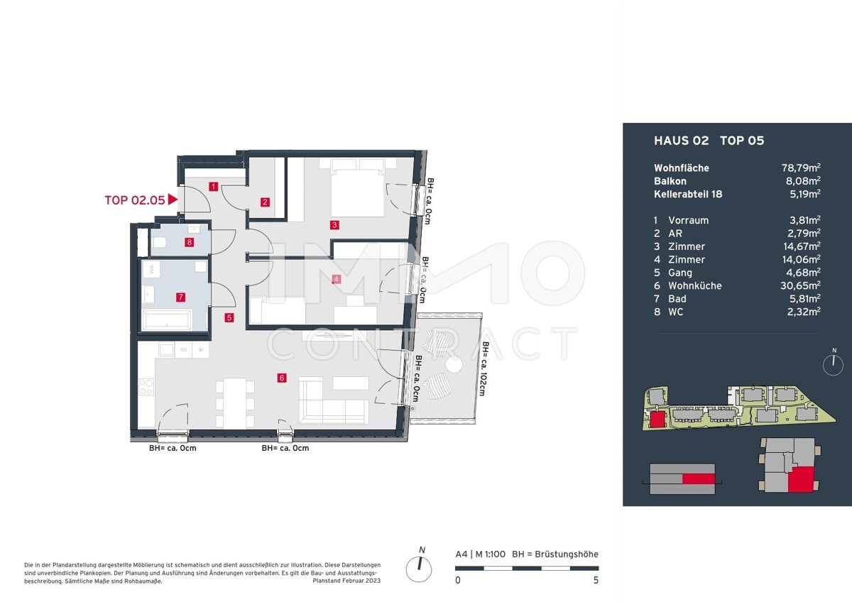 Grnblick und doch zentral: Helle 3-Zimmer-Wohnung mit Balkon m Erstbezug - Provisionsfrei! /  / 2333 Leopoldsdorf / Bild 6