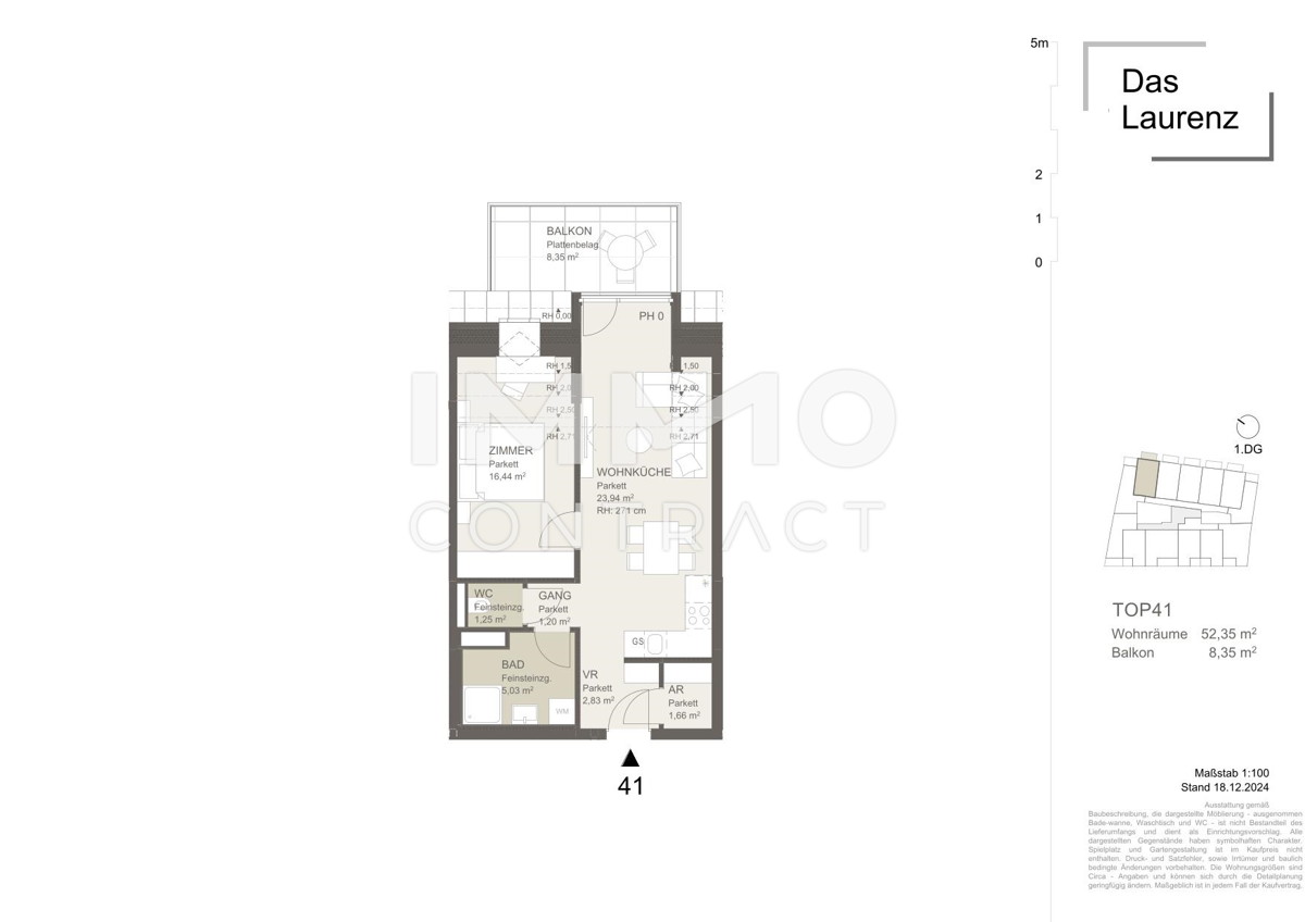 =DAS LAURENZ= ERSTBEZUG Top Anlage Dachwohnung U3 2 Zimmer + Terrasse - 1 bedroom apartment+terrace /  / 1110 Wien / Bild 4