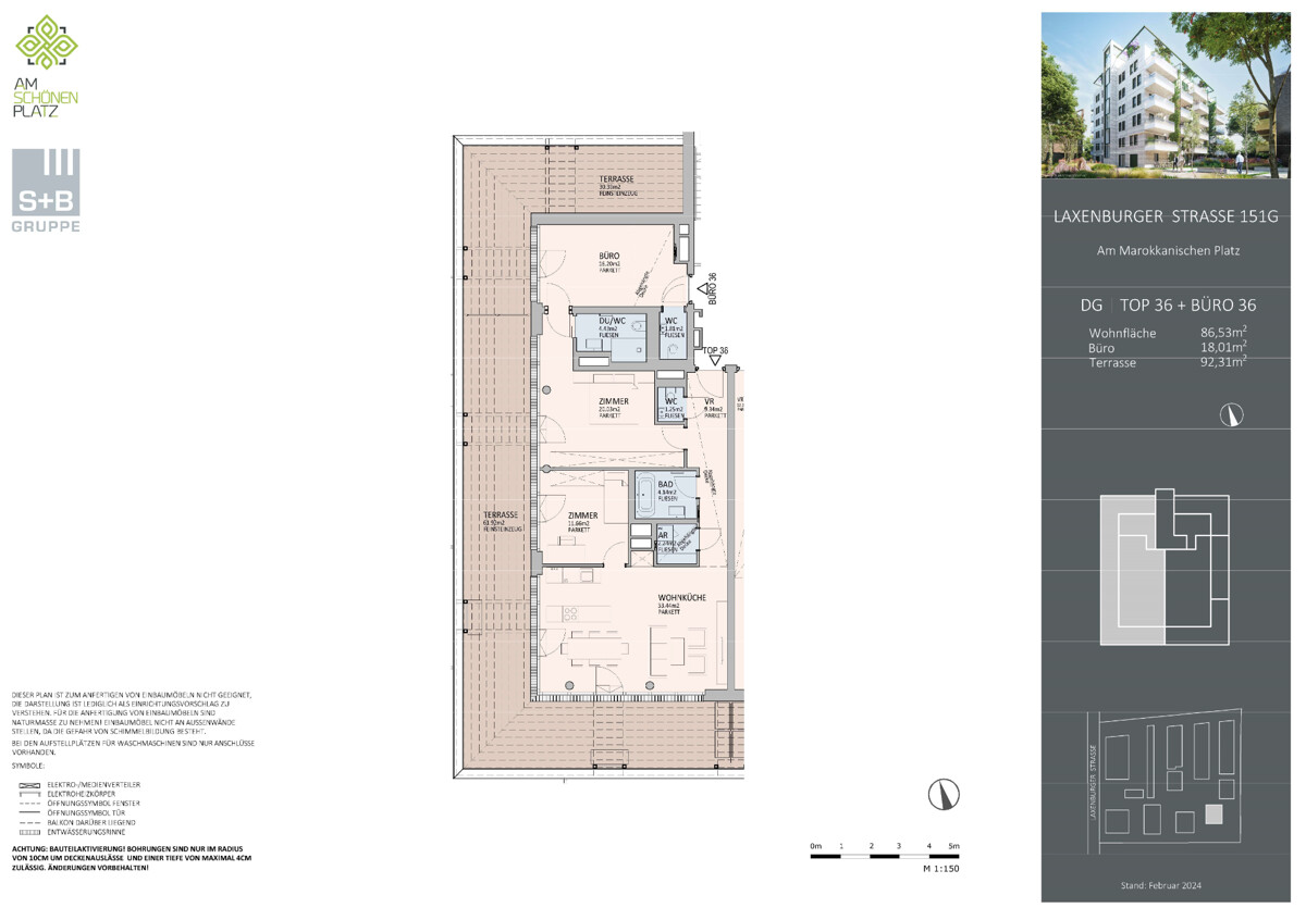 Sonnenpenthouse mit 90m2 Terrasse und Ausblick: Provisionsfrei - Wohnung + Bro mit luxuriser Ausstattung /  / 1100 Wien, Favoriten / Bild 8