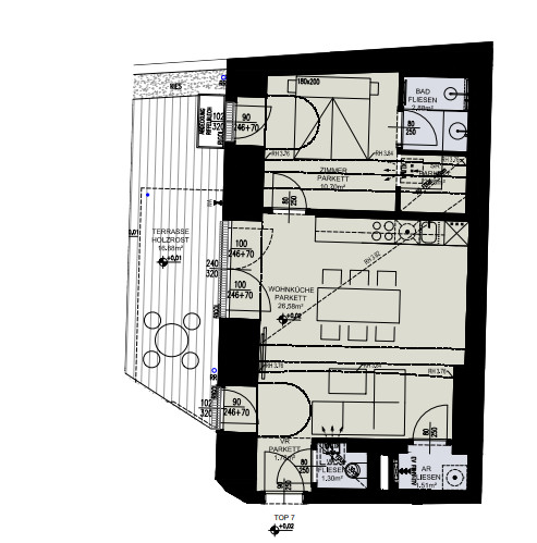 2-Zimmer-Wohnung in der Nhe des Naschmarkts mit schner Terrasse, ERSTBEZUG /  / 1050 Wien / Bild 8