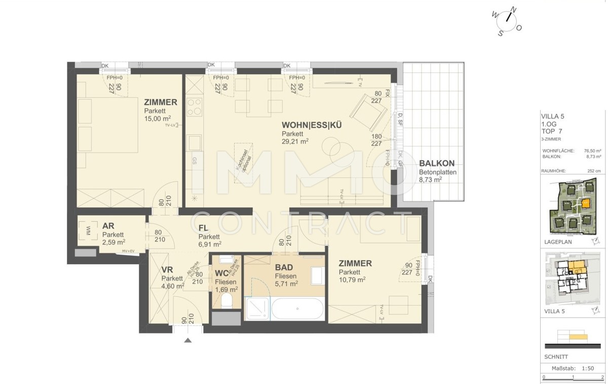 KREMSER WOHNDOMIZIL
3Zi- 77qm Balkoneigentum, Lift, Eigentum, Lift, Tiefgarage, in beliebter Grnruhelage /  / 3500 Krems / Bild 1