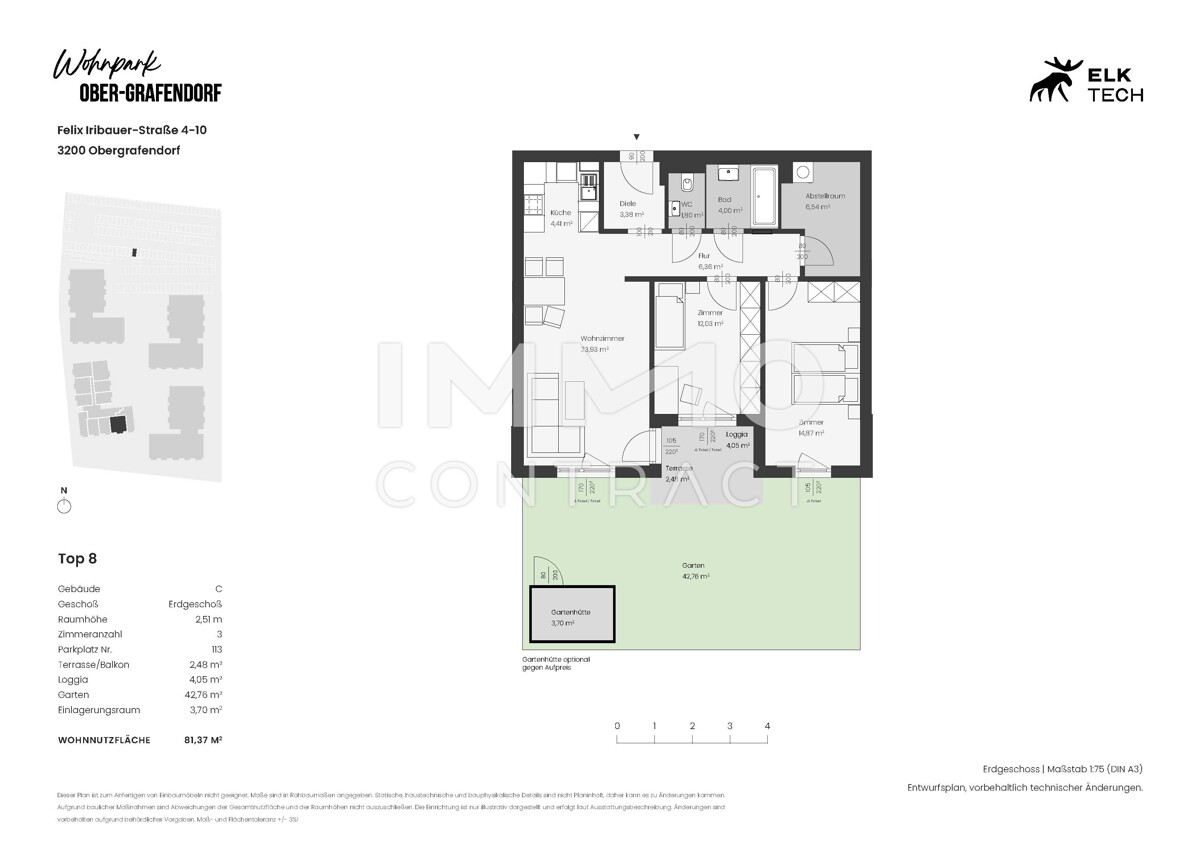 3ZI- 81,73qm - Sd-Garten- Vorsorgewohnung, Anlage in kolog. NEUBAU /  / 3100 St.Plten / Bild 1