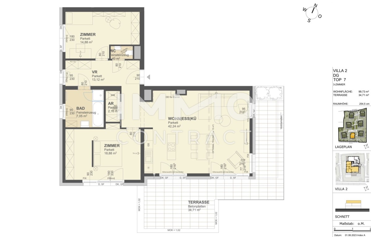 KREMSER WOHNDOMIZIL
3Zi- 100qm -Penthouse -Eigentum, Lift, Tiefgarage, in beliebter Grnruhelage /  / 3500 Krems / Bild 1